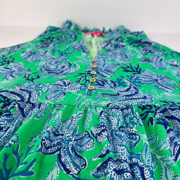 LILLY PULITZER Cabana Keepin It Reel Malone Blue Green Maxi Tiered Dress L - Picture 5 of 15